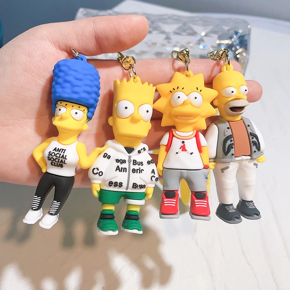 Disney The Simpsons Portachiavi Cute Simpsons Action Figure Portachiavi Con Ciondolo In Pvc Per Zaino Ornamento Per Accessori Per Regali Per Bambini