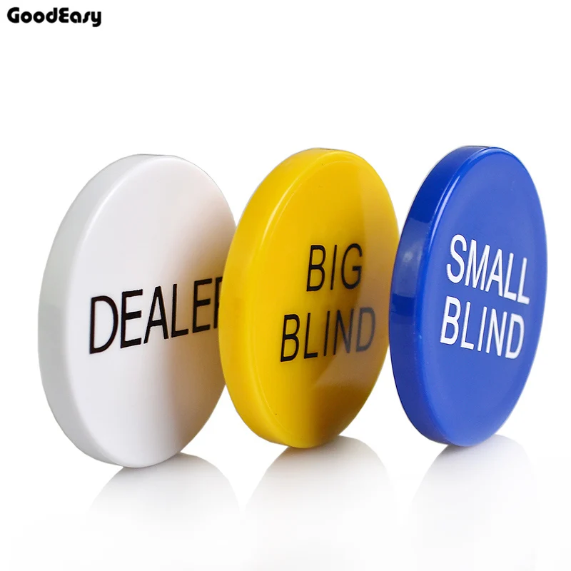 Vendita Calda 3 Pz/Set Melamina Rotonda Rivenditore Chip Texas Poker Chip Imposta Piccolo Cieco/Grande Cieco/Rivenditore Monete Di Plastica Pulsanti