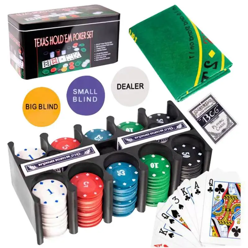 Set Da Gioco Di Poker 200 Pezzi Fiches Da Poker Party Table Game Poker Token Case Set Con Big Blind Vega Per Texas Holdem Outdoor Camping