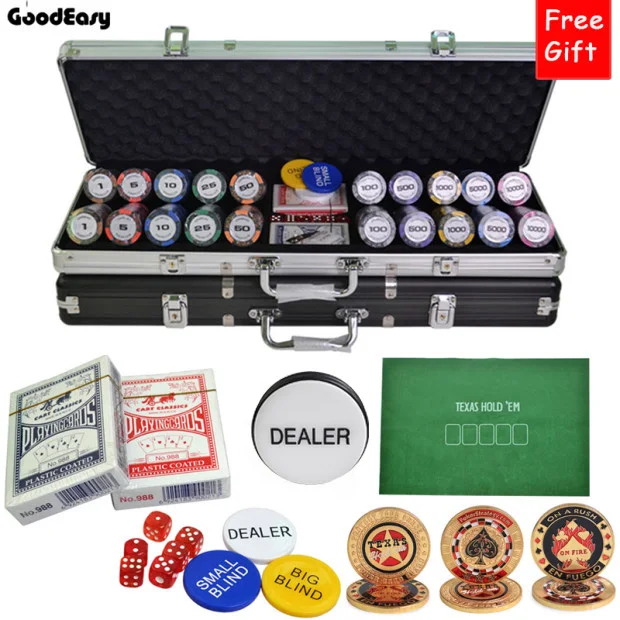 500 Pz/Set Casinò Grano Poker Chips Set Colorato Argilla Chips Texas Hold'Em Chips Imposta Valigia Regalo Gratuito Tovaglia Rivenditore