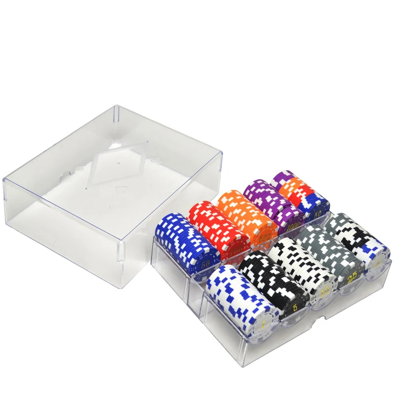 Hot 200 Pz/Set Del Casinò Tasse Hold'Em Poker Chips Set Con Cassa Acrilica Abs Argilla Ceramica Poker Metallo Monete