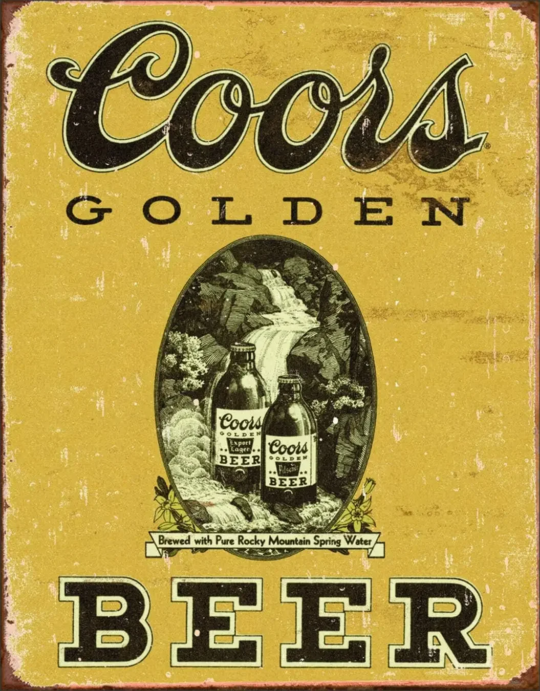 Elurous Enterprises Coors Golden Beer Vintage Tin Sign - Nostalgic Vintage Metal Wall Decor-Made In China