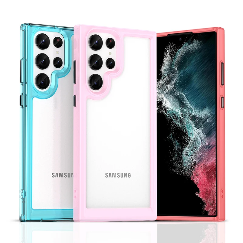 Custodia Per Samsung Galaxy S22 Ultra 5G,Galaxy S22 Plus 5G,S22 5G Antiurto Ibrido Trasparente Backplane Cover Morbida Per Telefono