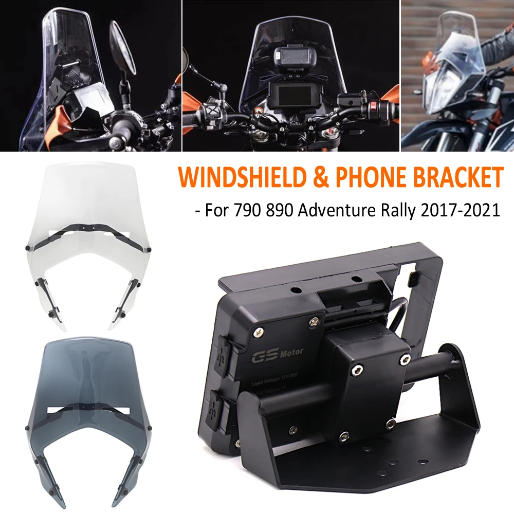 Moto Rally Parabrezza Parabrezza Visiera Viser Staffa Di Navigazione Caricabatterie Wireless Per 390 790 890 Adv Adventure Rally 2017-