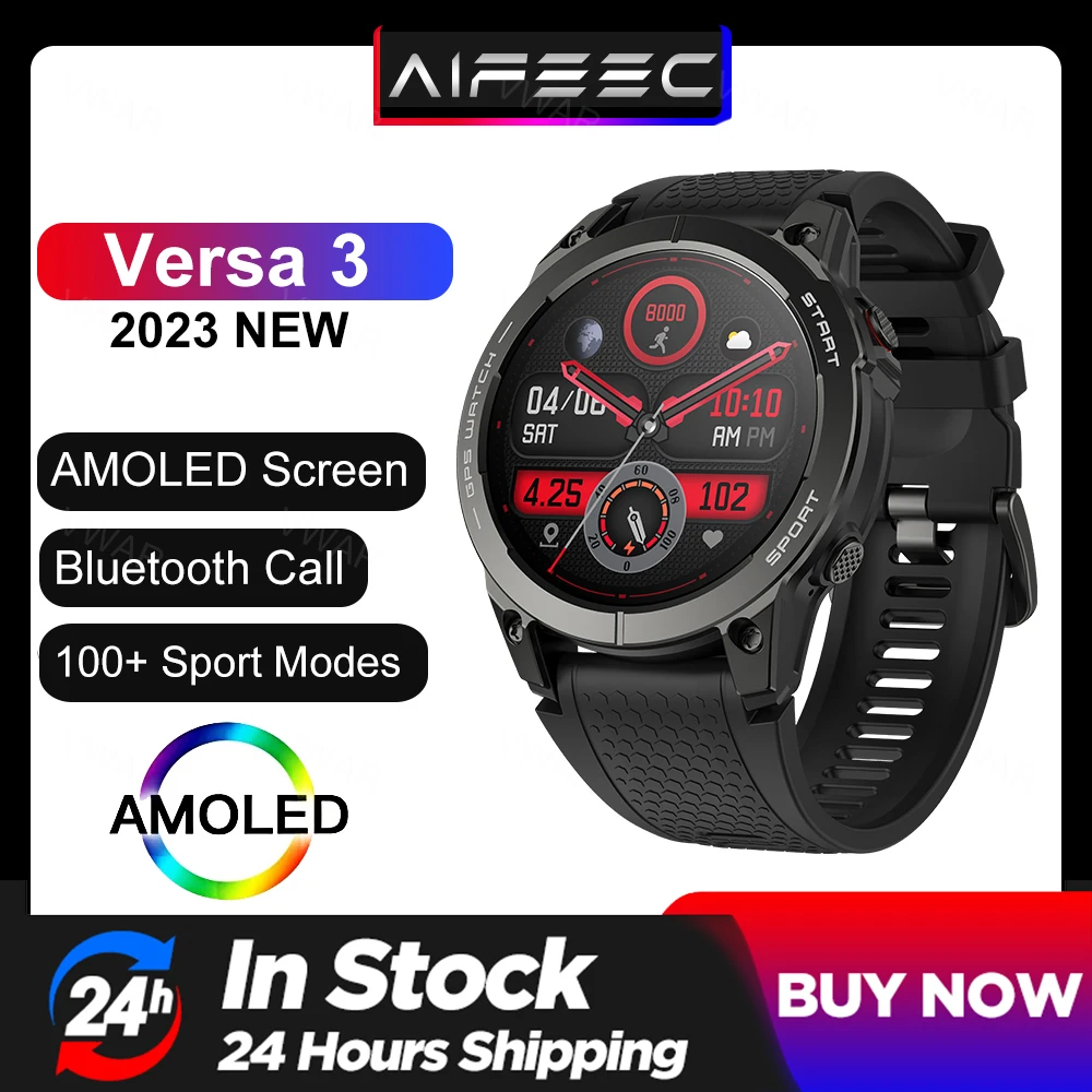 2023 Nuovo Versa 3 Amoled Aod Smart Watch Gps Integrato Hi-Fi Chiamate Bluetooth Smartwatch Outdoor Sport Fitness Tracker Frequenza Cardiaca