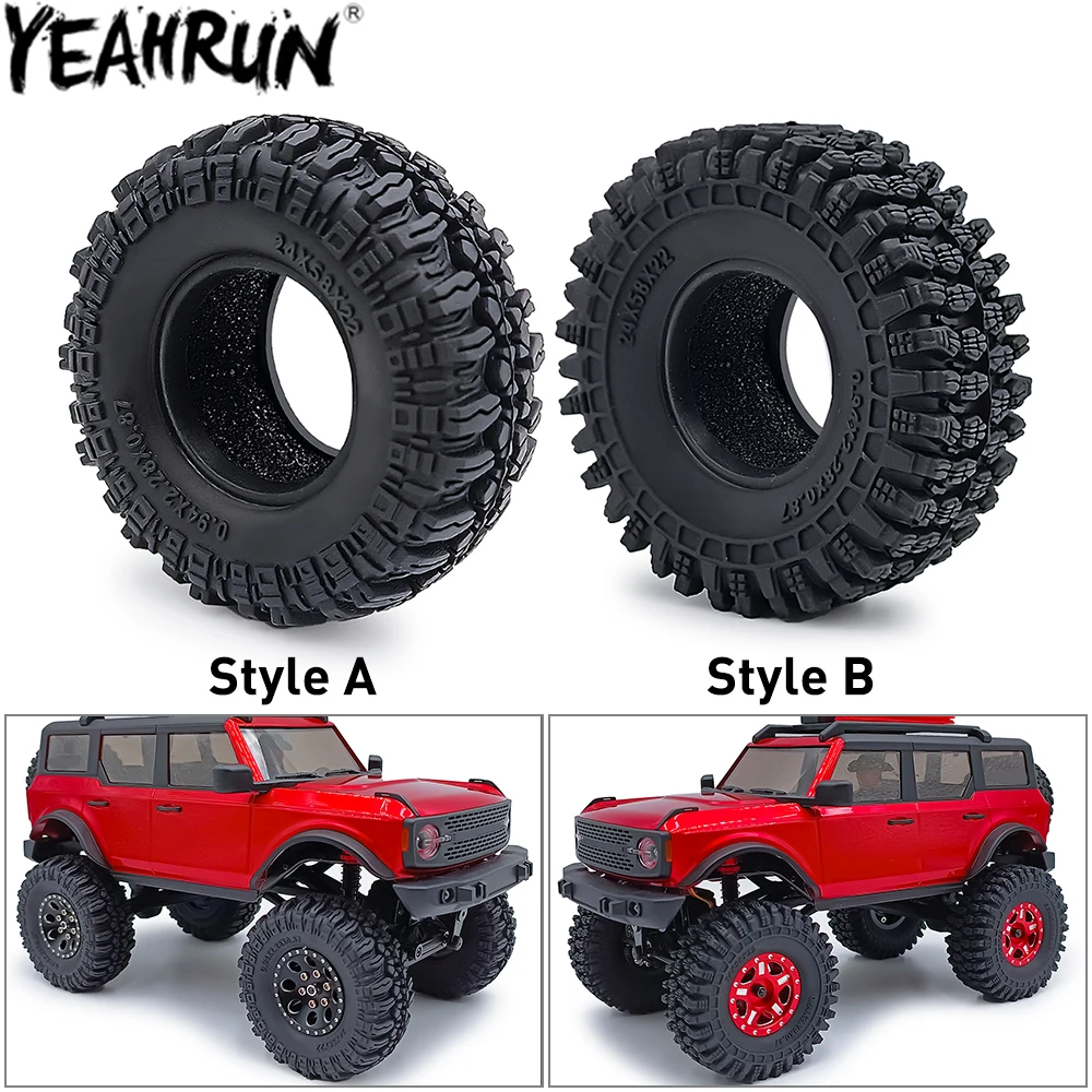 Yeahrun 4 Pezzi Pneumatici Per Ruote In Gomma Morbida 24*58*22Mm Rock Terrain Per 1/18 1/24 Rc Micro Crawler Car Axial Scx24 Trx4M Ax24 Parts