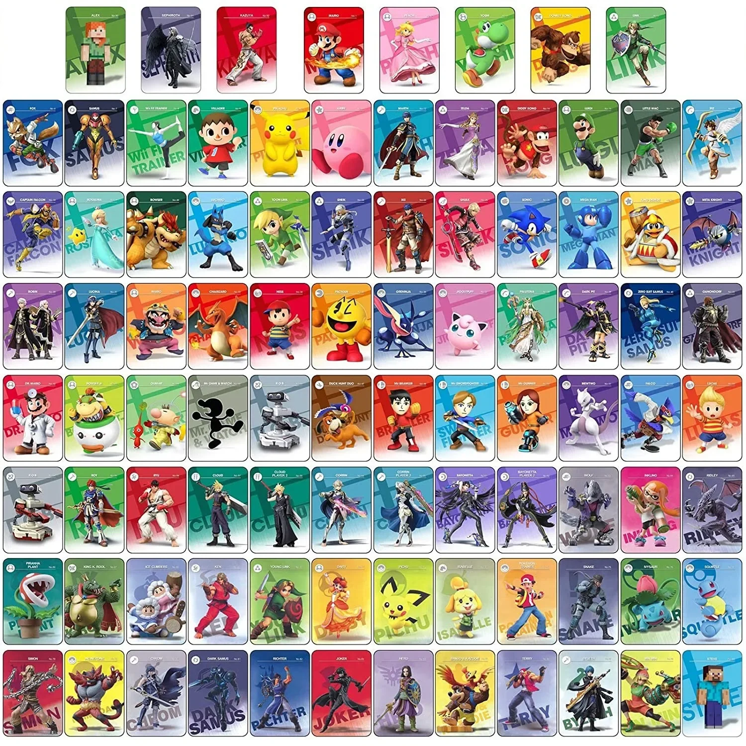 94 Pcs Amiibo Smash Bros Cards Amiibo Smash Bros Ultimate Steve Amiibo Crossover Card Smash Bros Ultimate Bowser Set Completo