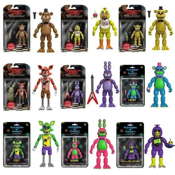 15Cm Fnaf Action Figure Toys Gioco Five Night At Dolls Freddy Toys Foxy Bonnie Bear Ribbit Model Set Regali Di Compleanno Per Bambini