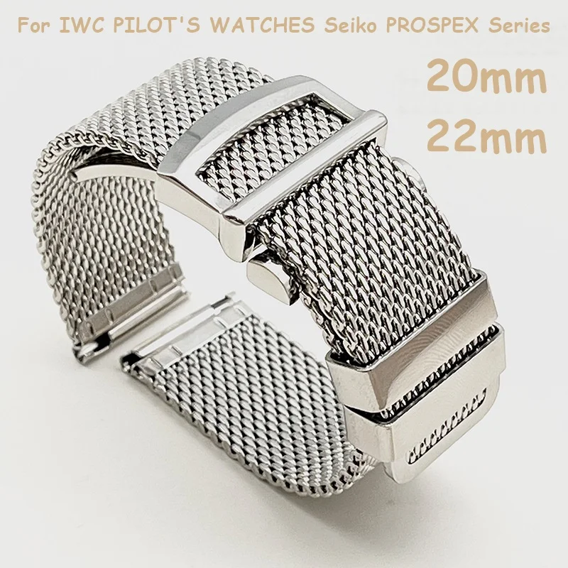 Cinturino Per Orologio In Acciaio Inossidabile Da 20Mm 22Mm Per Iwc Portofino Pilot'S Watches Series Chiusura Pieghevole Sostituzione Del Braccialetto