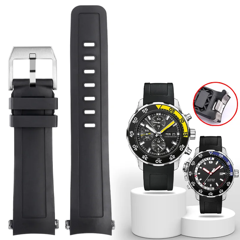 Cinturino In Silicone Di Qualità Fluoro 22Mm Per Iwc Aquatimer Family Iw3768/3290/3568/3767 Cinturino Per Orologio Nero Impermeabile Da Uomo