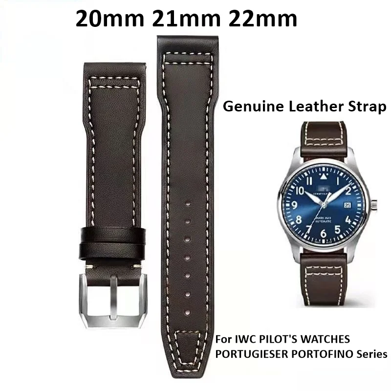20Mm 21Mm 22Mm Cinturino In Vera Pelle Per Iwc Pilots Little Prince Watch Iw327004 Mark Serie Bracciale Orologio Marrone Nero Con Logo