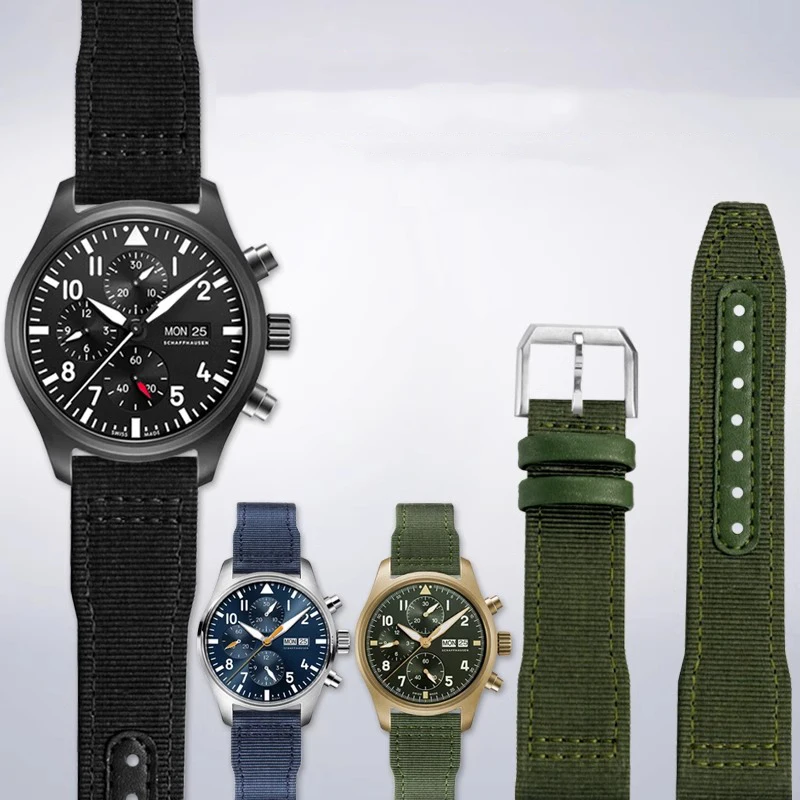 Cinturino In Nylon Per Iwc Universal Pilot Mark 18 Spitfire Fighter Portogallo Series Canvas Watch Strap Bracciale 20Mm 21Mm 22Mm