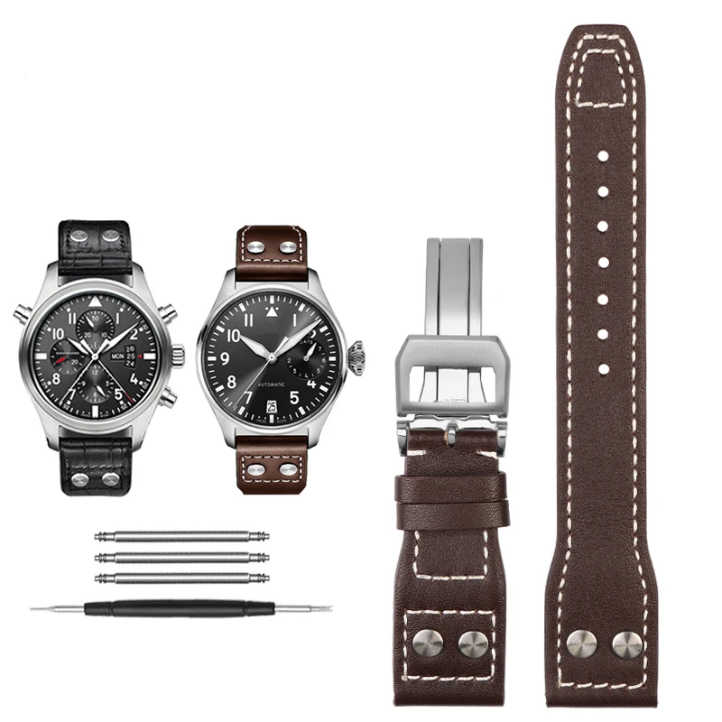 Cinturino In Vera Pelle Per Iwc Aviator Spitfire Fighter Jet The Little Prince Mark 18 Con Cinturino Per Unghie In Salice 21Mm 22Mm
