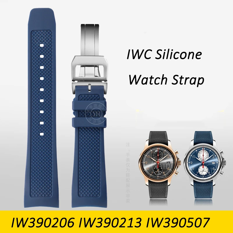 Iwc New Stlye Cinturino In Silicone 22Mm Per Iwc Serie Portoghese Iw390206 Iw390213 Iw390507 Con Cinturini Con Chiusura Pieghevole Bracciale Da Uomo