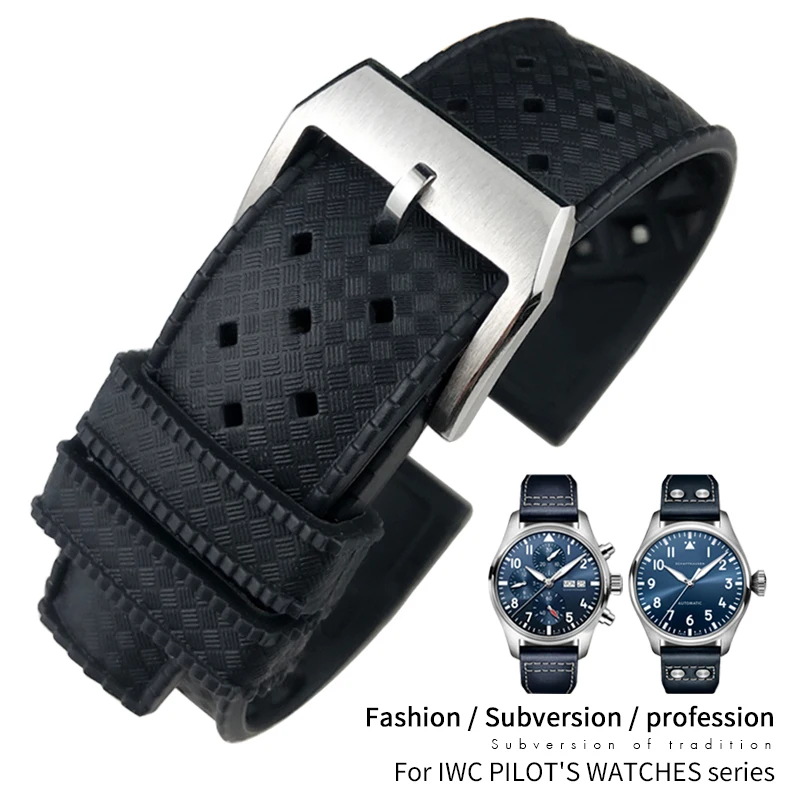 Cinturino In Silicone Morbido Naturale Adatto Per Iwc Portofino Top Gun Big Pilot'S Watches Strap Braccialetti In Silicone In Gomma Impermeabile