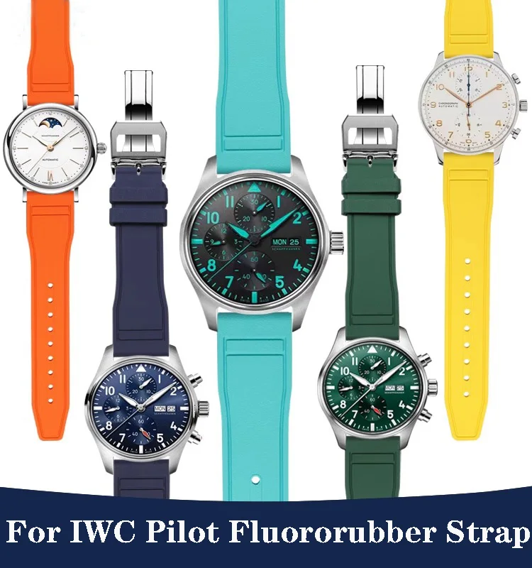 Cinturino In Fluorurubber Di Qualità Premium Per Iwc Pilot Iw388114 /108 Iw38940 Mark 17/18/20 Cinturino In Gomma 20/21/22Mm Bracciale Da Uomo