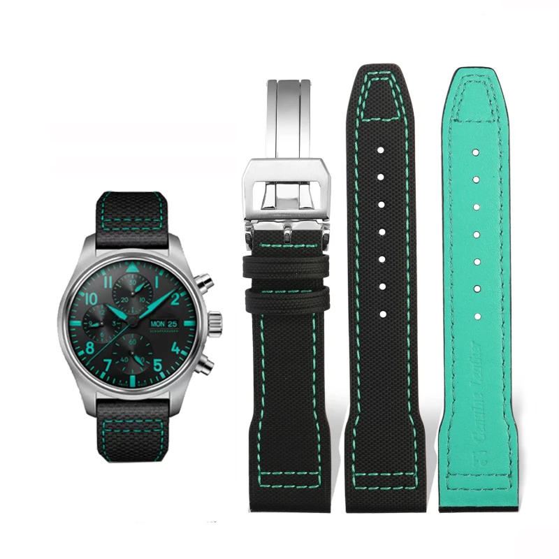 20Mm 21Mm Tessuto Nylon Tela Cinturino Inferiore In Pelle Per Iwc Aviator Mark 18 Pilot Little Prince Cinturino Portoghese Cinturino