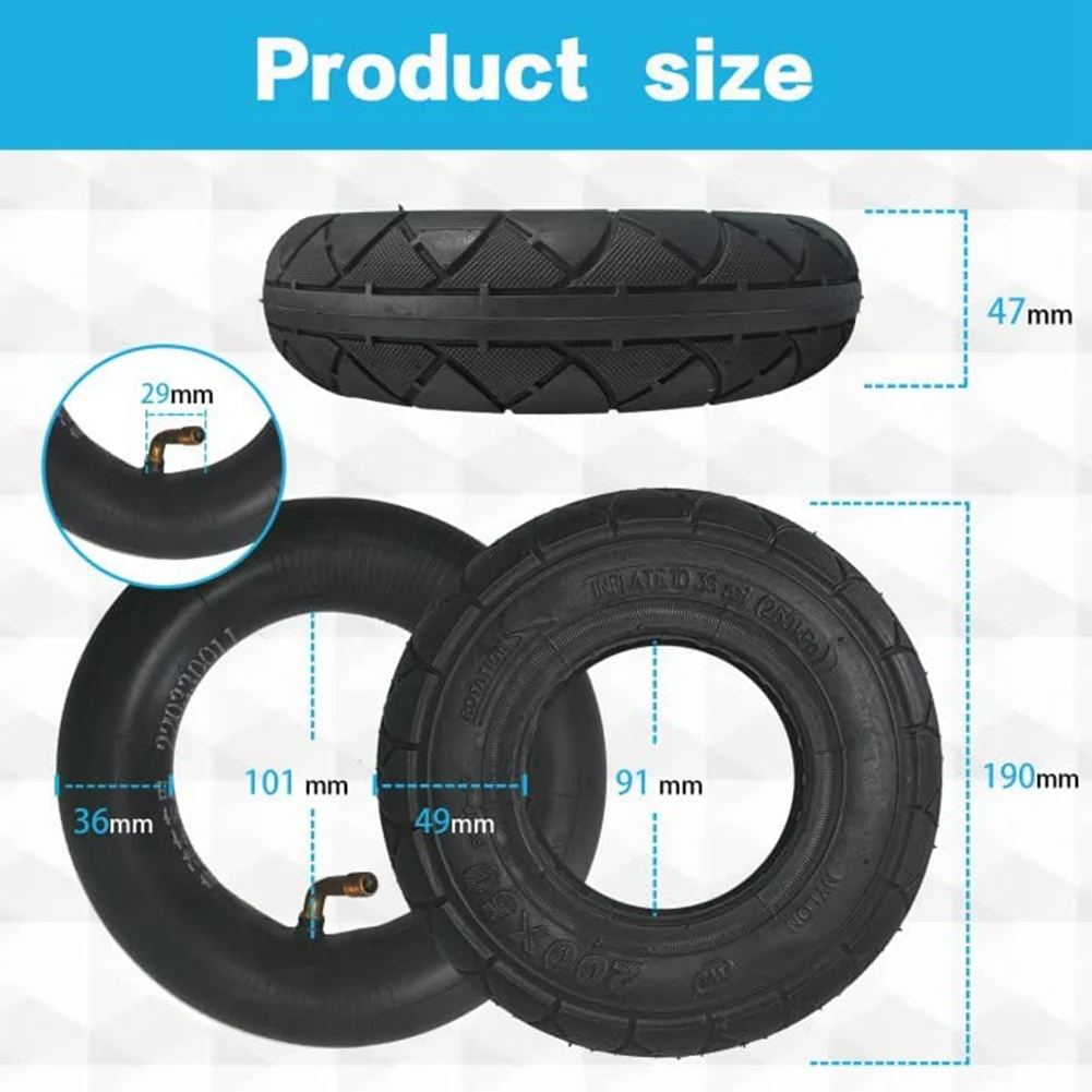 Set Di Pneumatici E Camere D'Aria 200 X50 Per Razor E100,E150,E200,Power Core E100,Powerrider 360,Crazy Cart,Epunk,E-Scooter Tire