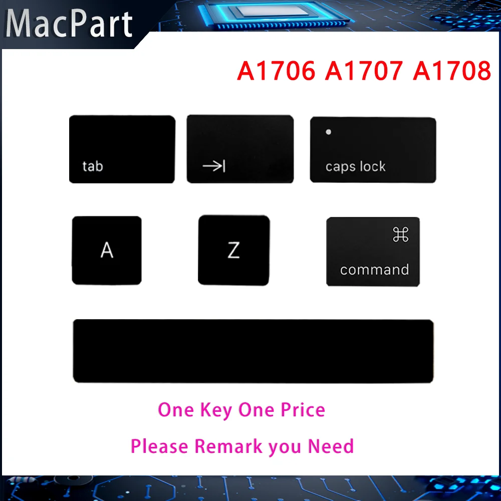Keycap Originale A1706 Per Macbook Pro 15 "A1707 A1708 Key One Black Symbol Keycap 2016 2017 Sostituzione Layout Usa A1706 Key