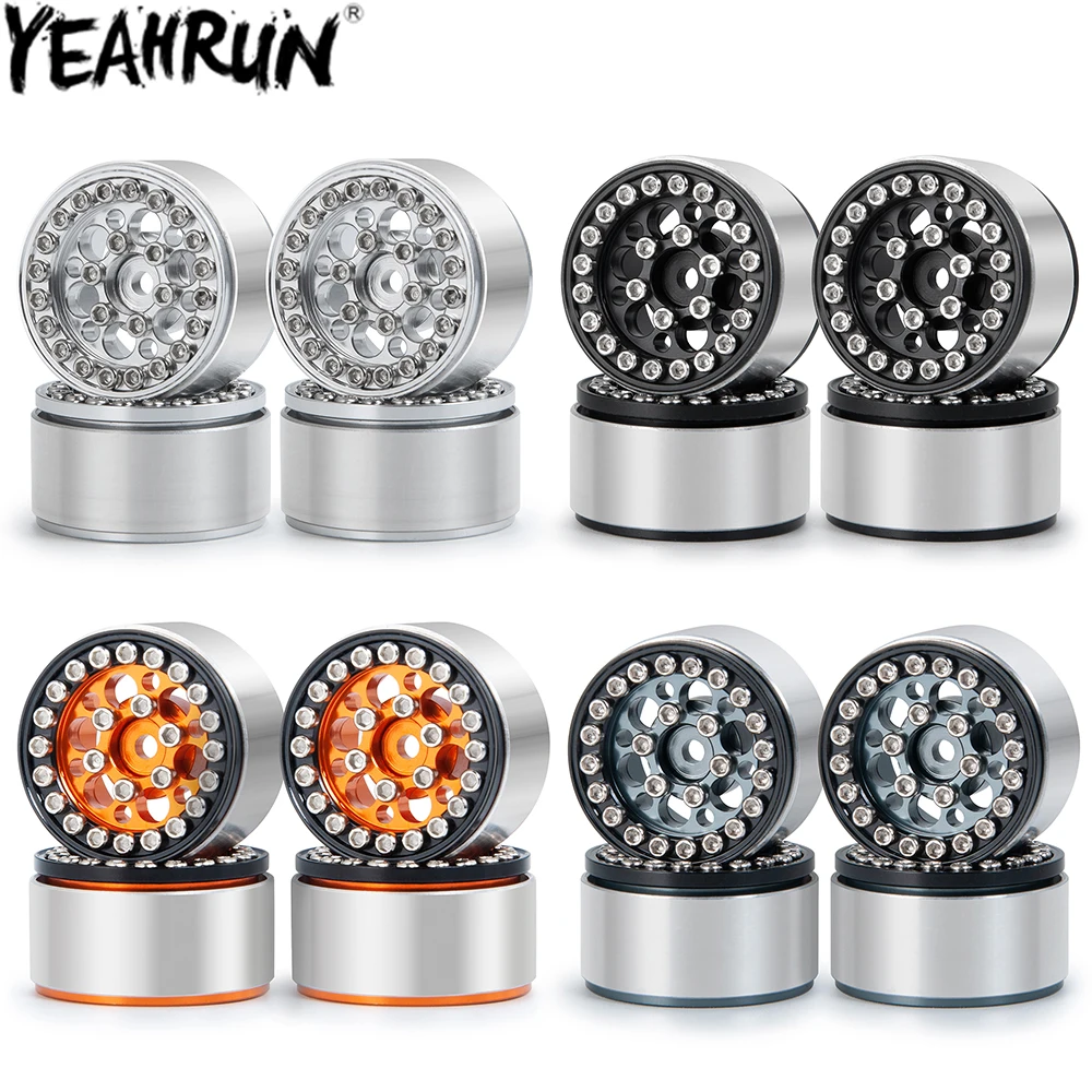 Yeahrun 4 Pezzi In Lega Di Alluminio 1.0 "Beadlock Cerchi Ruota Mozzi Per 1/24 Axial Scx24 4Wd, 1/18 Trx4M Bronco Defender Parts