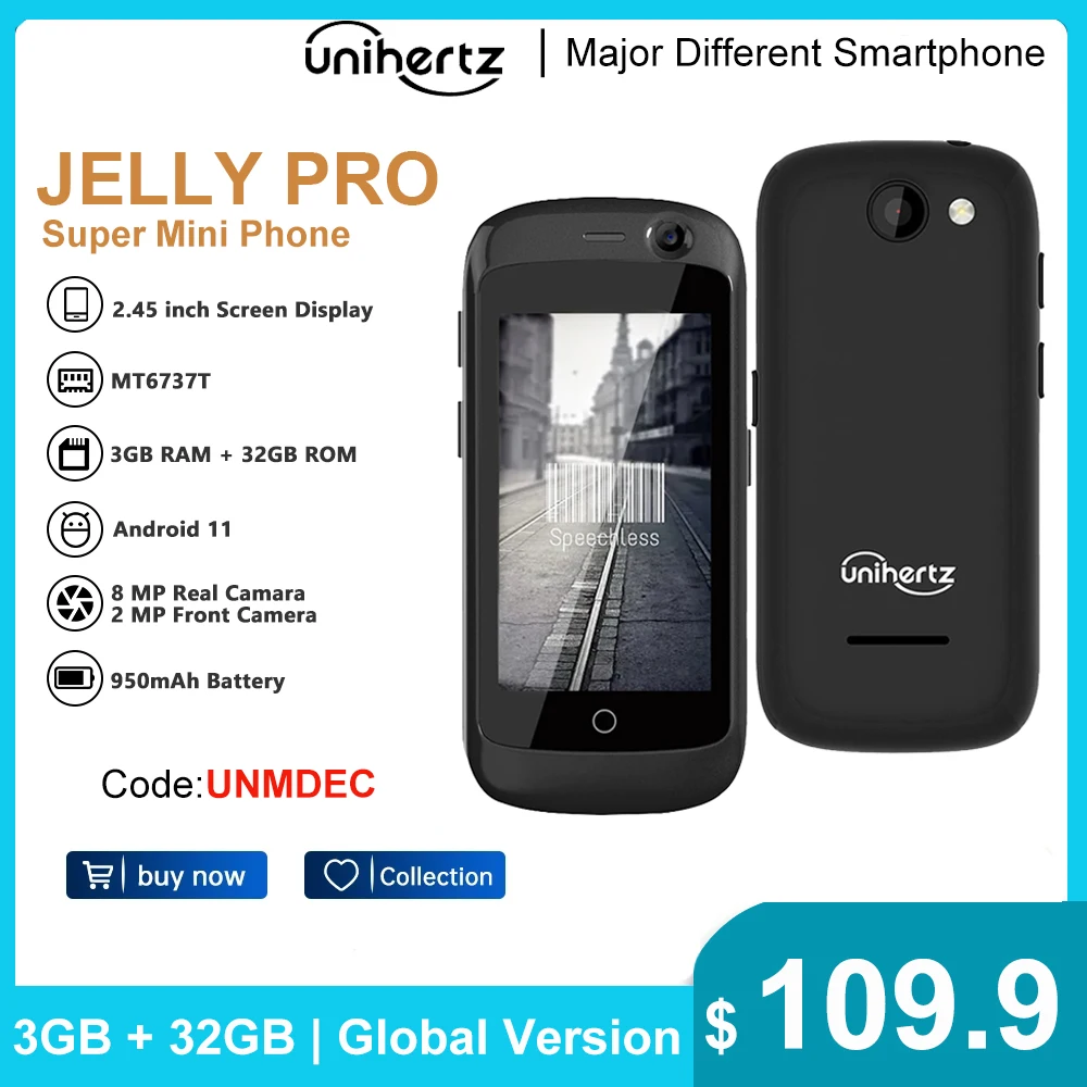 Unihertz Jelly Pro Super Mini 4G Smartphone 3Gb 32Gb Cellulare Sbloccato Per Telefono Di Ricambio