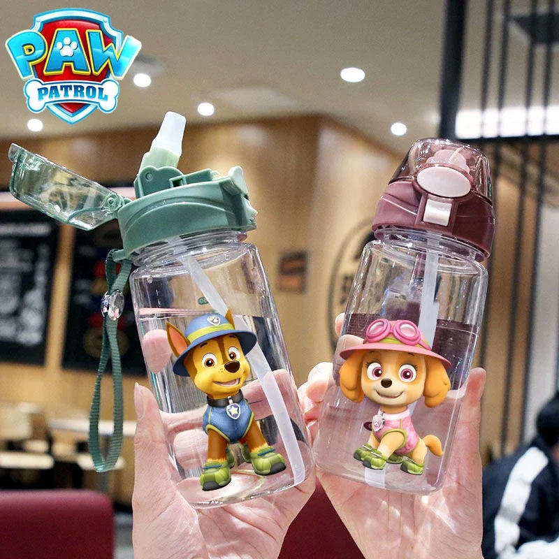 Paw Patrol Original Children Straw Water Cup Chase Skye Anime Cartoon Print Comodo Carry Around Sports Kettle Kids Cup Gifts