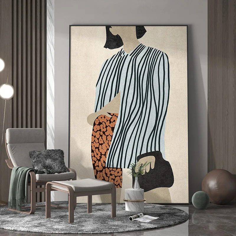 Modern Nordic Figure Lady Luxury Canvas Painting Fashion Woman Girls For Living Room Portico Decorativo Canvas Painting Wall Art