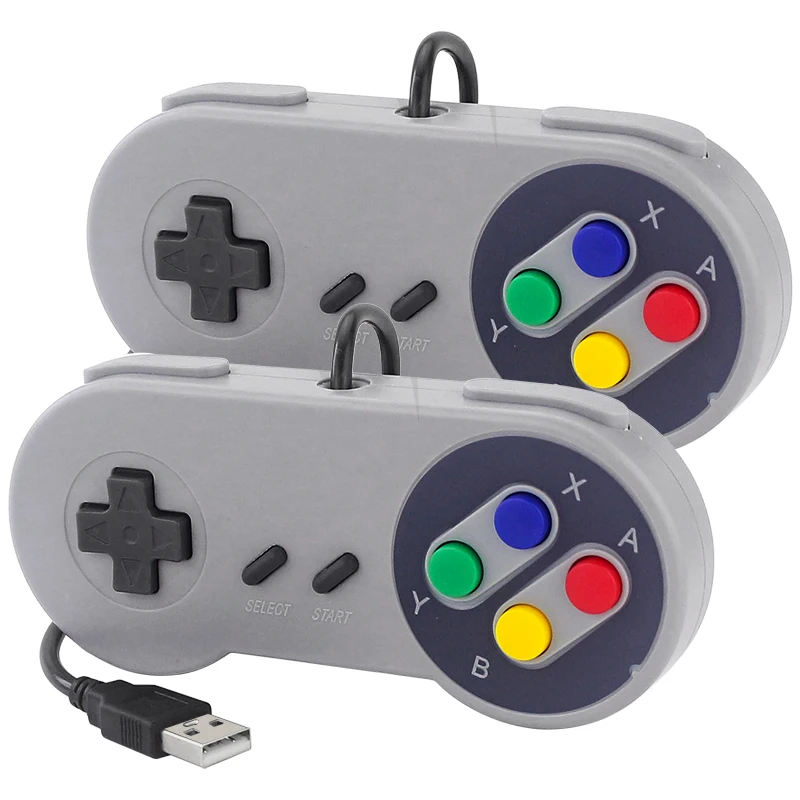 2Pcs Usb Game Pad Controller Joystick Di Gioco Gamepad Retrò Controllo Gamestick Cablato Per Pc / Windows / Linux Snes / Raspberry Pi