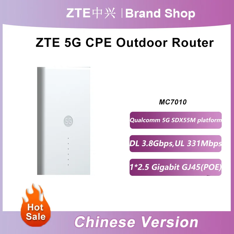 Router Esterno Zte Originale Mc7010 Sub6 + 4G Lte 5G Nr Nsa + Sa Qualcomm 5G Sdx55M Piattaforma N1/N3/N7/N8/N20/N28/N38/N41/N77/N78/79