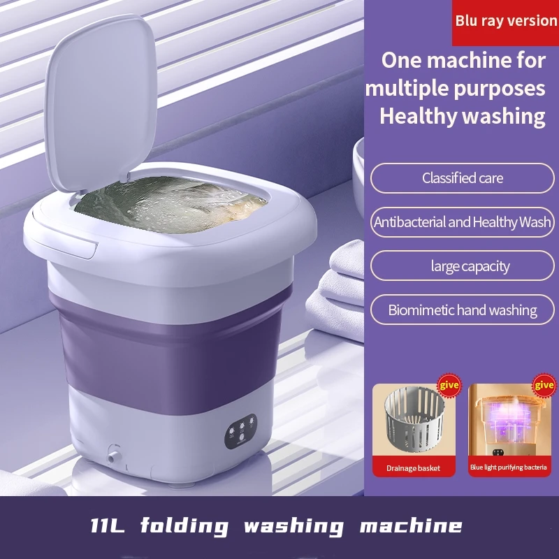 11L Lavatrice Portatile Pieghevole Grande Capacità Con Vestiti Spin Dryer Secchio Calzini Da Viaggio Biancheria Intima Mutandine Lavatrice