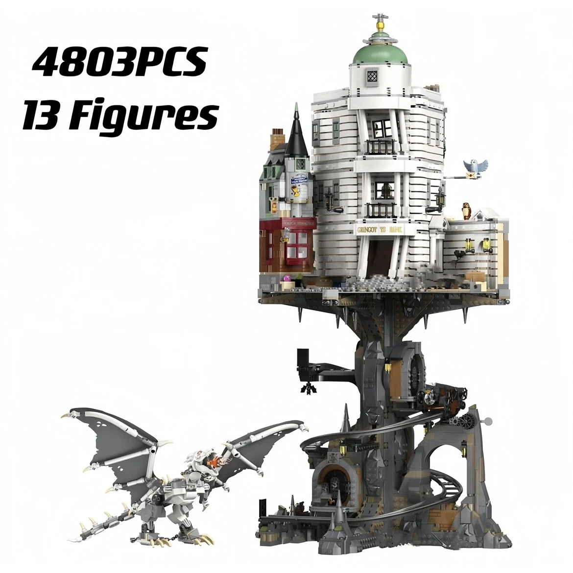 Nuovo 76417 Bank 4803Pcs Gringotts Building Blocks Mattoni Ironbelly Dragon Castelli Giocattoli Kit Regali Per Ragazzi Regalo Di Natale Per Adulti