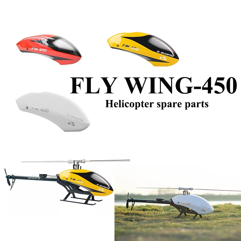Fly Wing-450 Flywing Fw450L Rc Elicottero Pezzi Di Ricambio Rosso Nero/Giallo/Bianco Copricapo Verniciato In Fibra Di Vetro