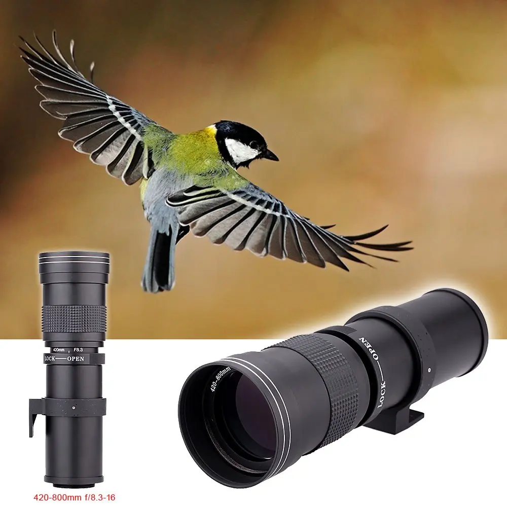 Jintu 420-800Mm F/8.3-16 Teleobiettivo Lens Fit Per Canon Ef Telecamere 5Dii 5Diii 5Div 7D 80D 77D 60D 90D T7I Sl2 T7 T6I T6 T5I T5 T4I