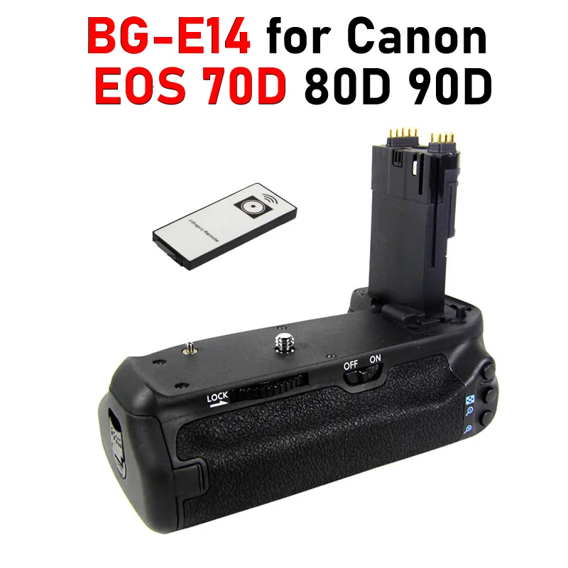 Impugnatura Batteria 70D Con Telecomando Senza Fili Per Canon Eos 70D 80D 90D Ricambio Per Impugnatura Batteria Canon Bg-E14