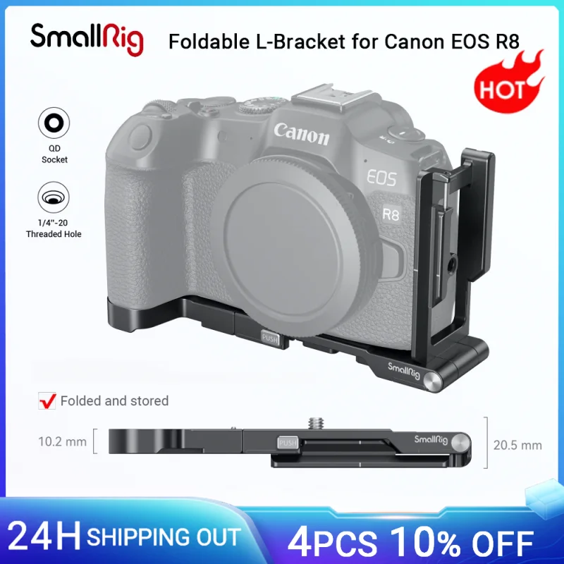 Smallrig Pieghevole L-Staffa Per Canon Eos R8 Per Canon Eos Rp Arca-Swiss Per Gimbal Treppiede Shooting W 1/4 "-20 Fori Filettati-4211