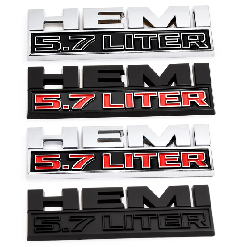Per Dodge Hemi 5.7 Logo Litro Ram 1500 2500 Challenger Jcuv Caliber Nitro Durango Car Metal Sticker Styling Decoration