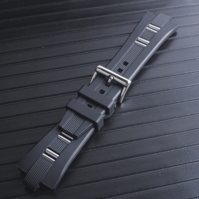 Nuovo Braccialetto Con Cinturino In Gomma Siliconica Nera Per Bvlgari Diagono 26Mm X 8Mm