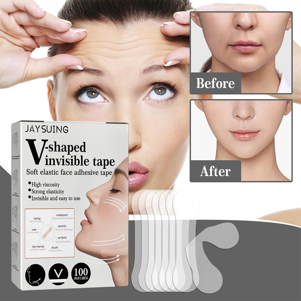 100 Pz V-Lift Invisibile Face Lift Face Lift Dissolvenza Linee Sottili Lift Stringere Jaw Forma Muscolare Patch Shrink Patch Adesivi Invisibili