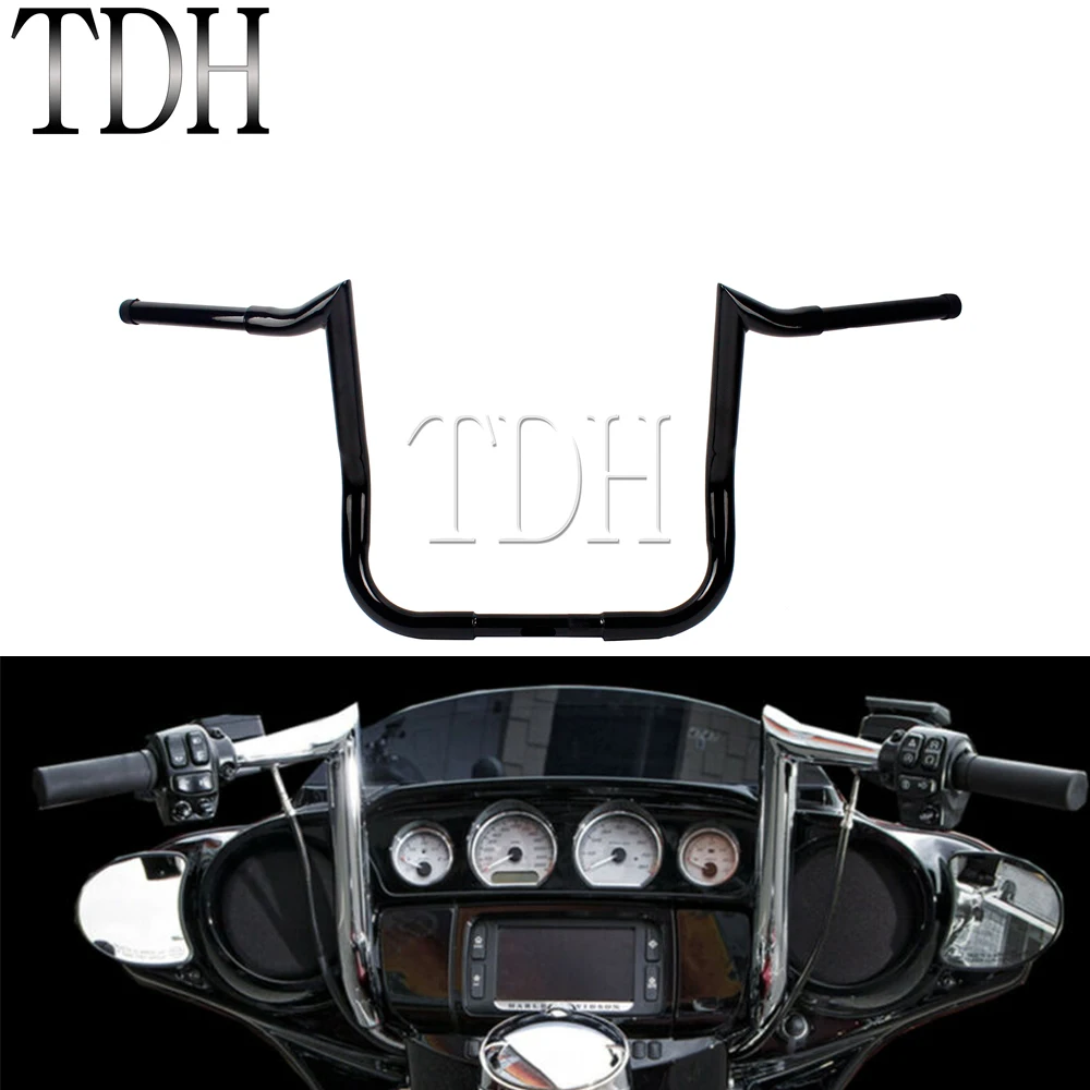 Manubrio Appendiabiti Ape 14 "Rise 1 1/4" Nero/Cromato Per Harley Touring Dressers Baggri Flht Flht Manubrio 1982-Up