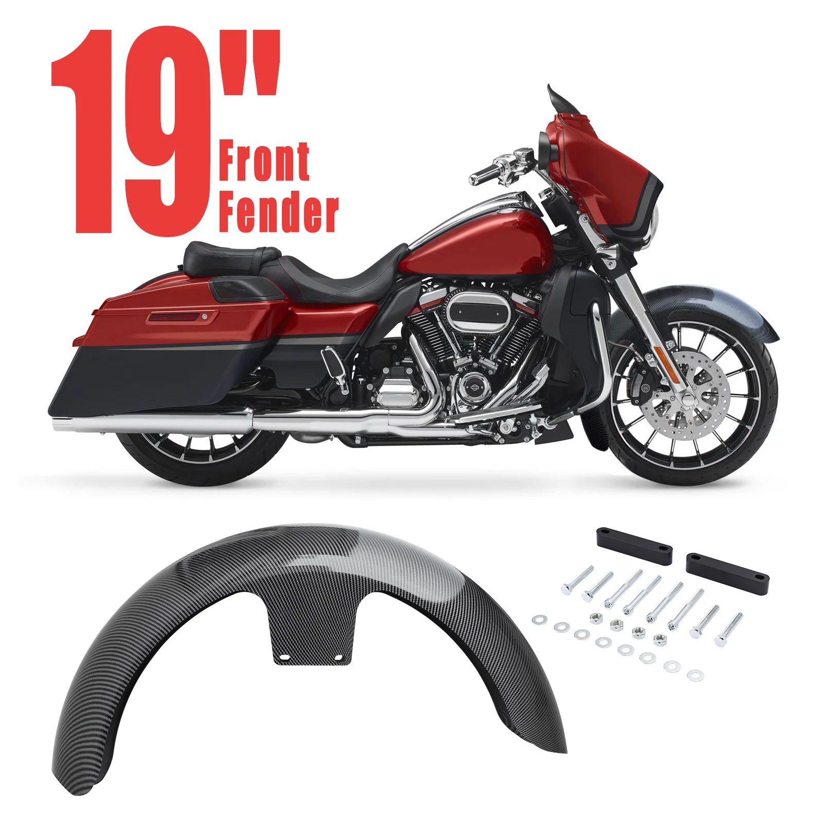 Accessori Moto Parafango Anteriore Avvolgente Da 19 Pollici Per Harley Touring Street Glide Custom Baggers