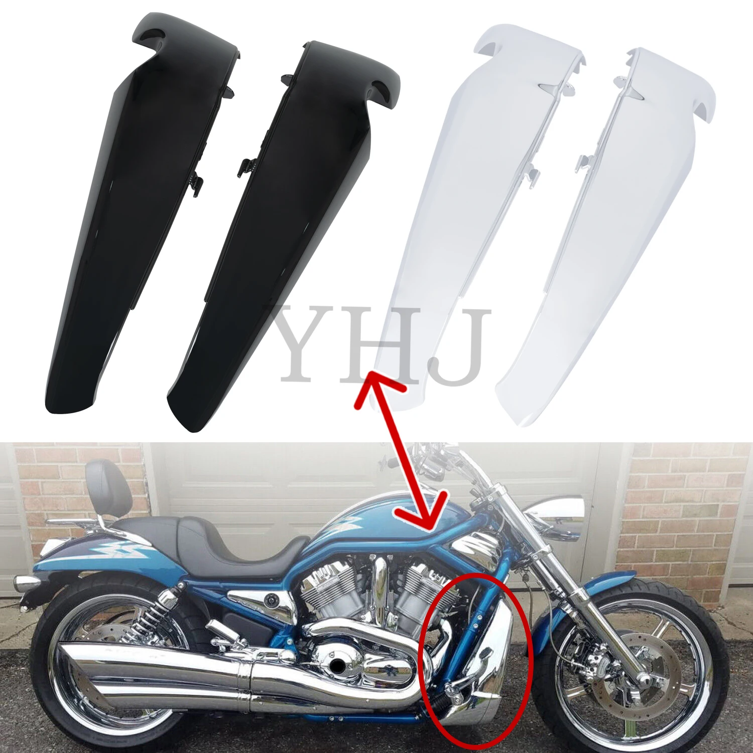 Coprisedili Laterali Radiatore Moto Chrome/Gloss Black Per Harley Davidson V Rod Vrod Vrsc 2001-2023