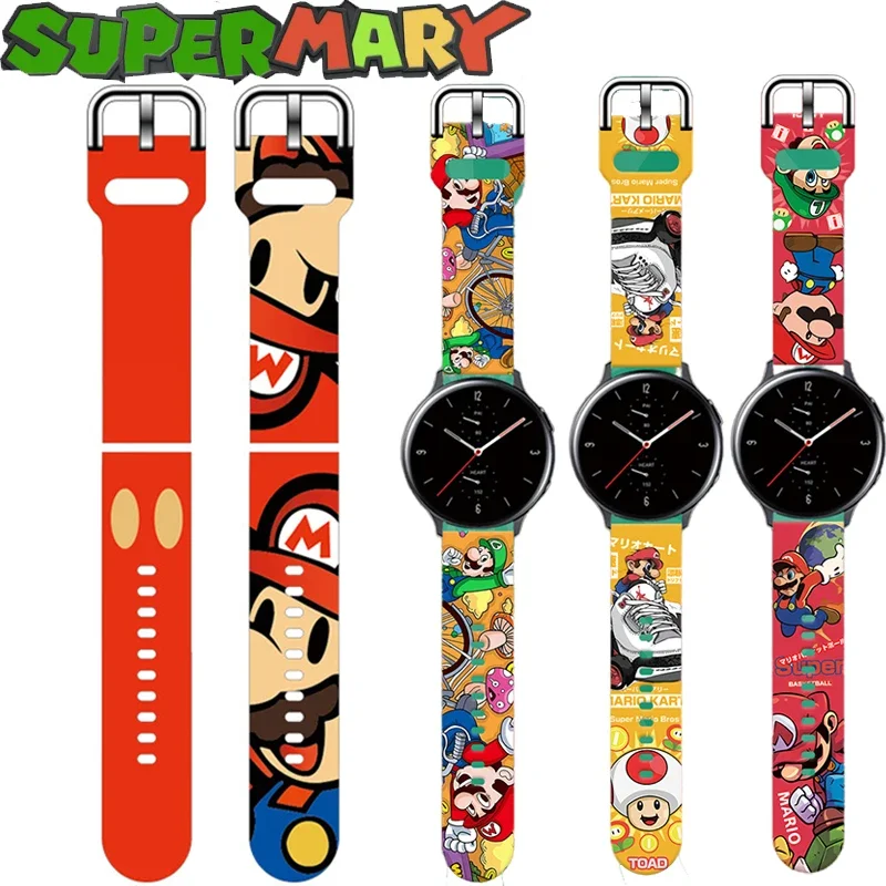 Cinturino Super Mario 20Mm Per Samsung Galaxy Watch 20Mm 22Mm Bracciale Da Polso Per Amazfit Gt 3 2 Pro Cinturino In Silicone Amazfit Bip