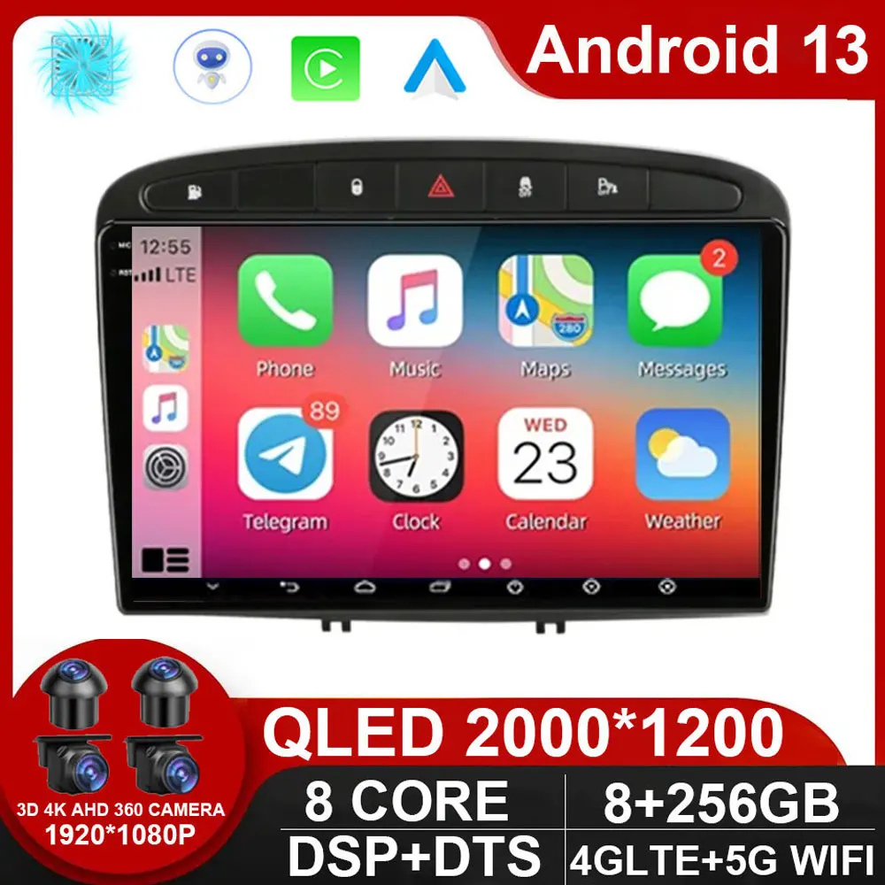Android 13 Autoradio Gps Rds Dsp Lettore Multimediale Per Peugeot 408 Per Peugeot 308 308Sw 2Din Autoradio Lettore Auto No Dvd
