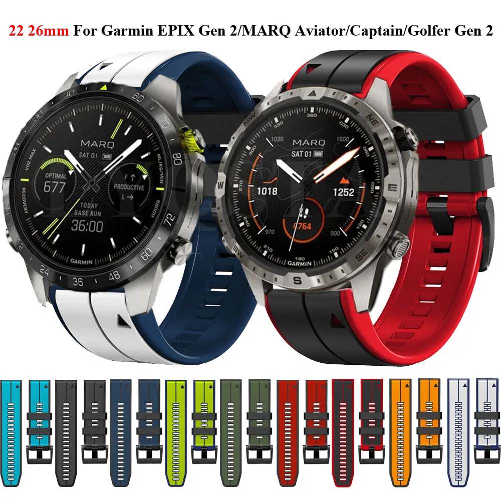 22 Cinturino Intelligente Da 26Mm Per Garmin Marq Golfer Gen 2 Cinturini In Silicone A Sgancio Rapido Per Bracciali Marq Adventurer/Atleta Gen 2