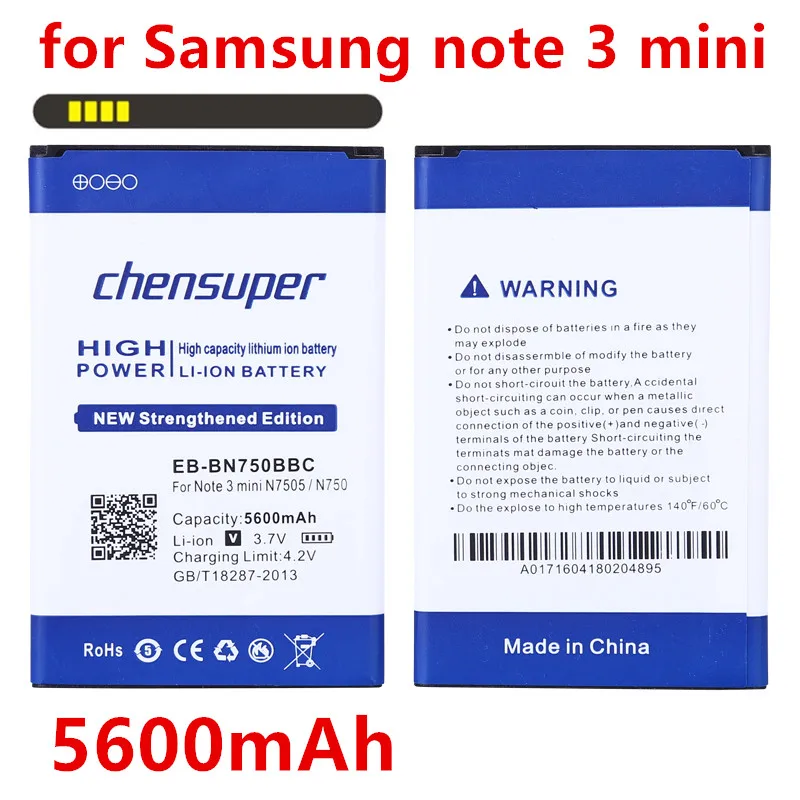 2019 Nuovo Dll Eb-Bn750Bbc 5600Mah Batteria Per Samsung Galaxy Note Iii Neo Nota 3 Neo N7505 N750 Galaxy Note 3 Mini