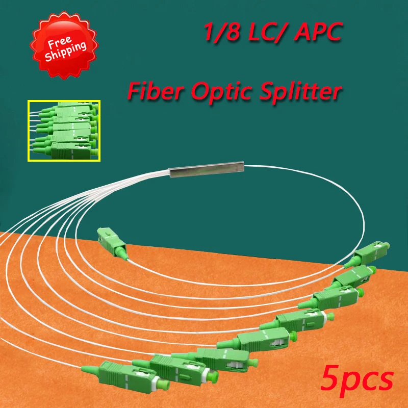 Free Shipping 5Pcs/Lot Lc/ Apc 1X8 Fiber Optic Splitter Fbt Optical Coupler 1X8 Lc Singlemode Steel Optical Splitter