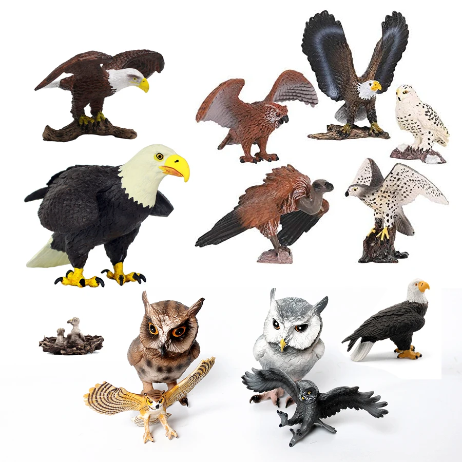 Figurine Di Uccelli Di Plastica Realistici Aquila Calva, Falco, Falco, Gufo, Vultura.