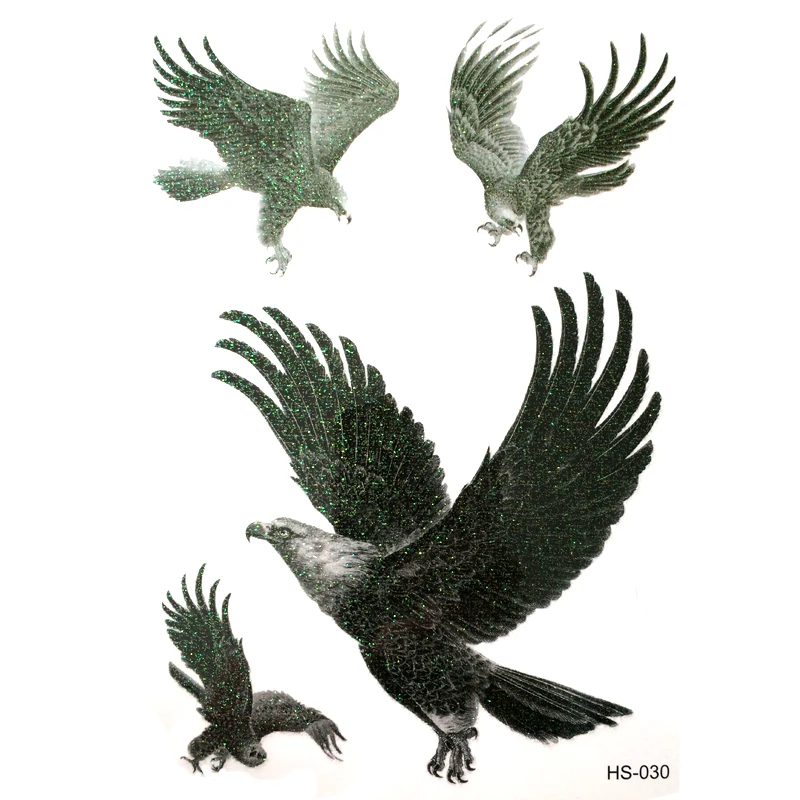 3Pcs Flash Eagle Tatuaggi Temporanei Impermeabili Da Uomo Flash Gold Powder Tattoo The Eagle In Prey Harajuku Sleeve Tatoo Sticker