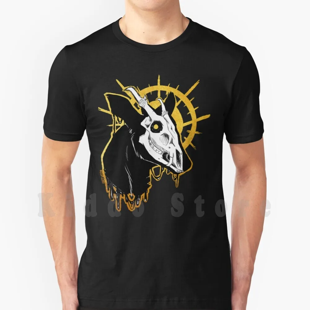 Maglietta Per Prede Fai Da Te Grande Formato 100% Cotone Teschio Muntjac Cervo Denti Corna Fauna Selvatica Natura Animali Animali Design Nero Oro Goo 