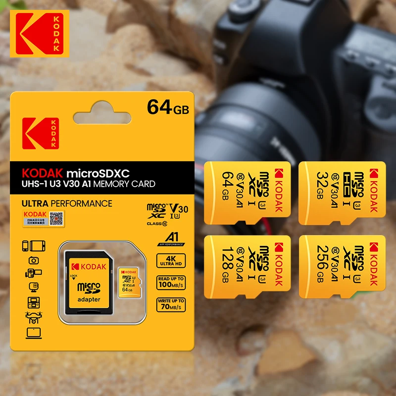 Kodak Micro Sd 128 Gb 32Gb 64Gb 256Gb U3 Micro Sd Card Sd/Tf Flash Card Memory Card 32 64 128 Gb Microsd Per Telefono